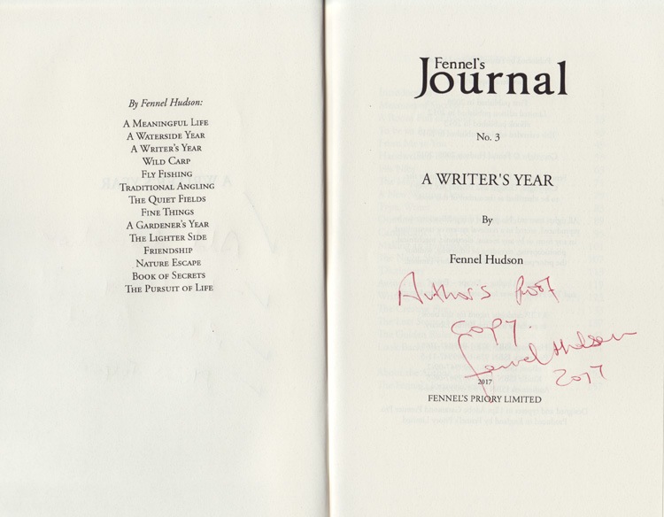 Fennel's Journal - author's proof of A Writer's Year