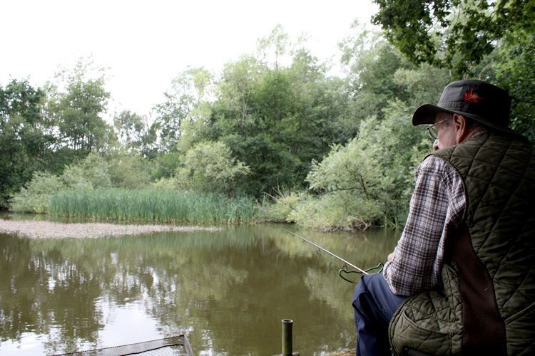 Dad fishing, Cottage Pool