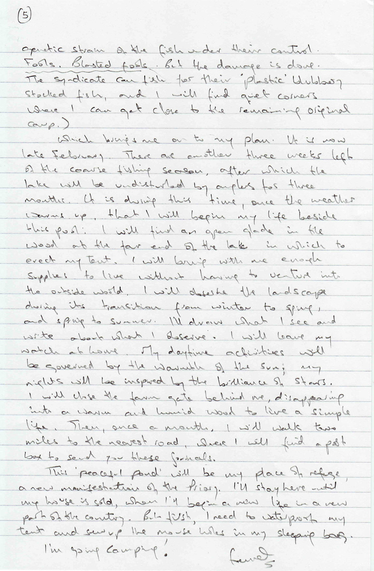 Fennel's Journal - original handwritten letter from 2007 - page 5