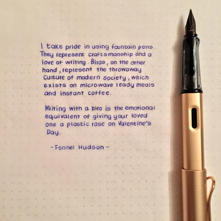 Fennel Hudson fountain pen quote