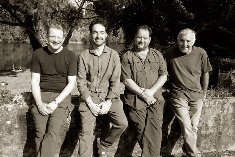 Fennel Hudson, Tim Pike, Shaun Harrison and Neil Shipman at Quarry Bank Fishery, France.