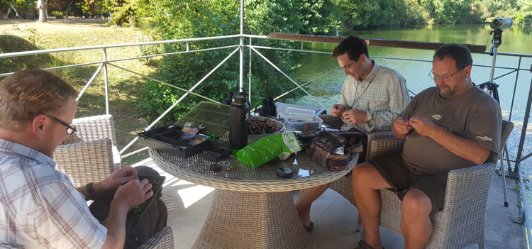 Fennel Hudson, Tim Pike and Shaun Harrison at Quarry Bank Fishery, France